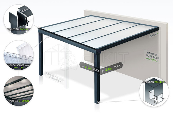 Diagram of the ECOLINE Aluminium Pergola