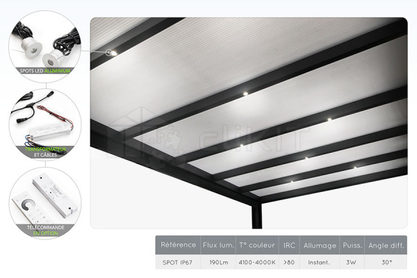 Diagram of the LED Spot Lighting Kit for Pergola