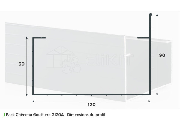Dimensions du Pack Chêneau Gouttière G120A