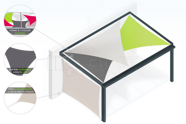 Diagram of Square Extendable Shade Sails