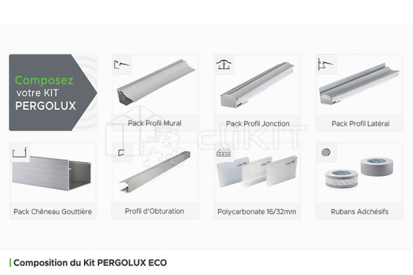 Composition of the PERGOLUX ECO Roof Cover Kit